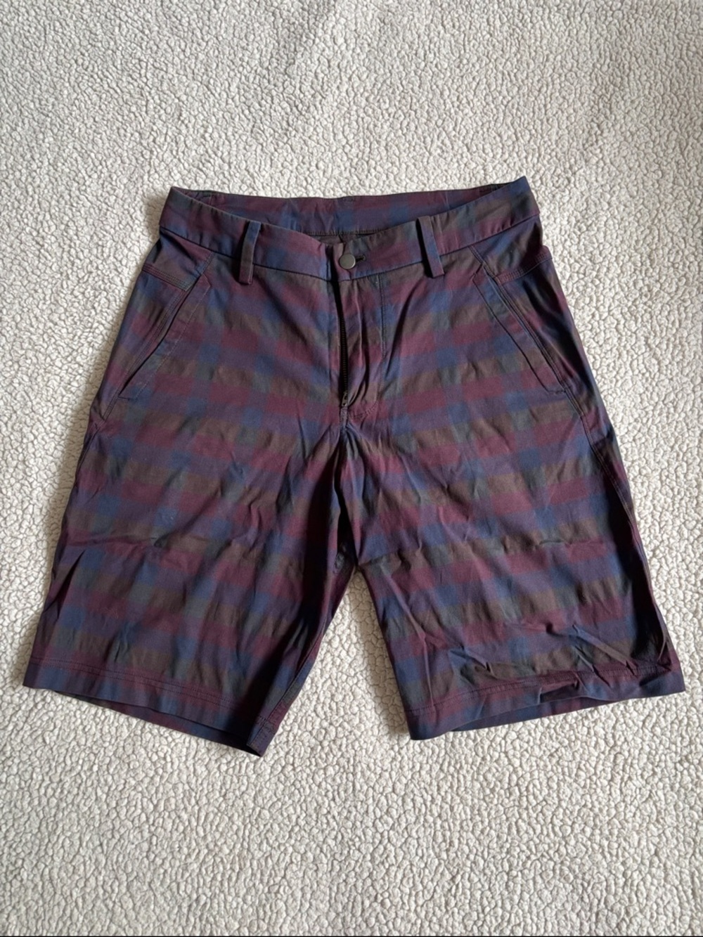 lululemon athletica Men's Striped Performance Shorts - Navy & Burgundy 10”